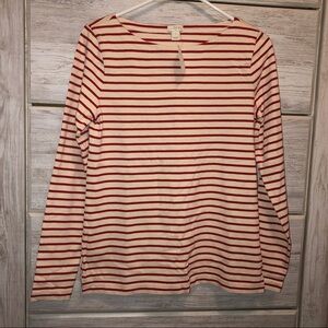 NWT J Crew Factory Red Striped Boatneck T-Shirt